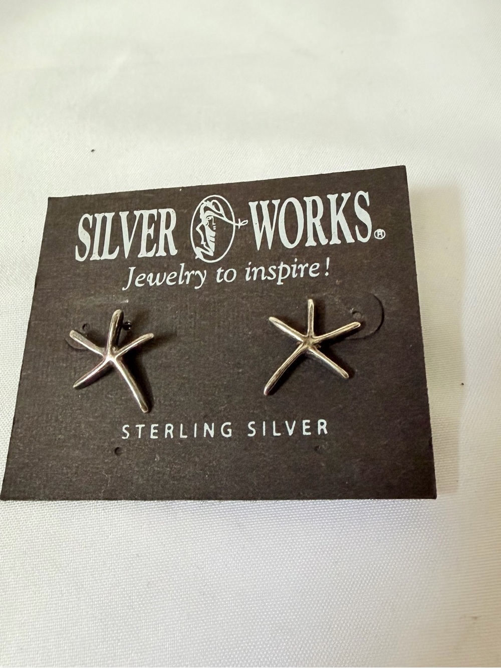 Silver Works Sterling Silver Starfish Stud Earrings 3/4” Coastal Jewelry